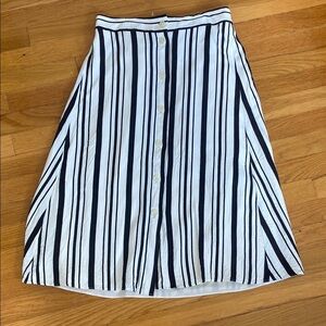 LOFT Black and White A-Line Midi Skirt